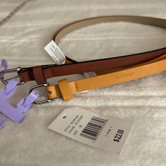 Madden Girl Accessories - NWT Madden Girl 2 Women’s Belts Brown and Tan Orange Size Medium